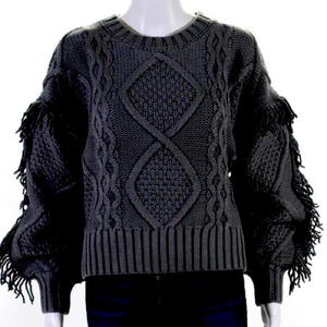 NWT Black Women’s Jasper Fringe Ling Sleeve Sweater Size‎ Large